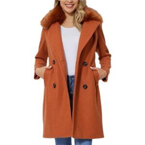 Bellivera Women Wool Jacket Blend Winter Mid Long Trench Coat Warm Pea Overcoat